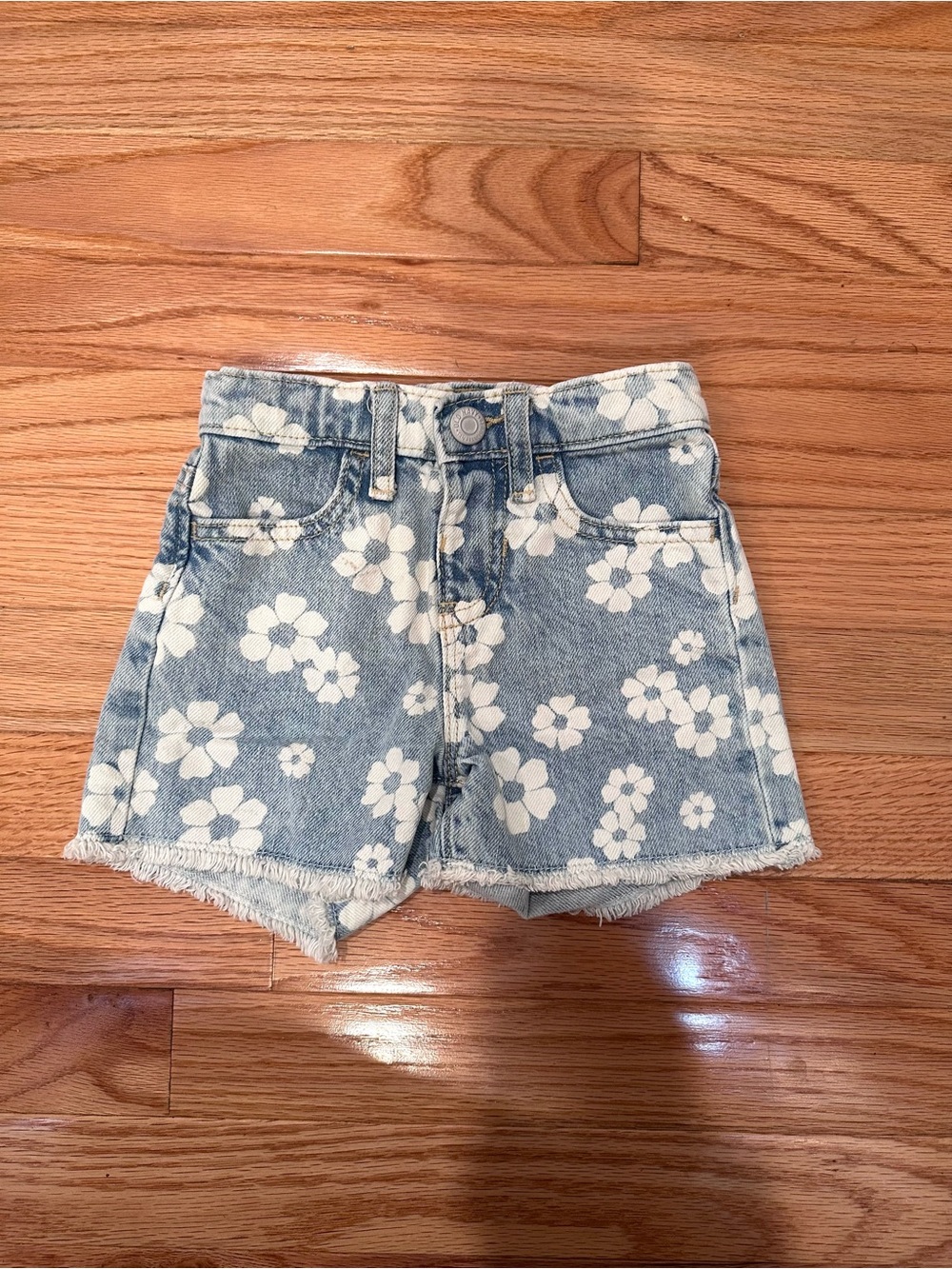 Old Navy Blue Denim Floral Shorts with White Flowers